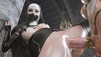 3d Animated Nun'S Sinful Desires: Breast Play, Oral Sex, And Anal Penetration