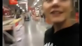 Young Blonde Gives A Public Handjob And Blowjob In A Store