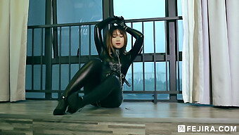 Asian Teen Humiliated And Pleasured In Latex Catsuit